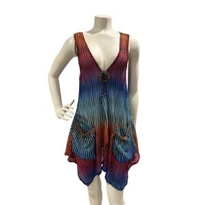 Paradise Womens Colorful Tropical Pullover Cover Up Sz S/M Beach Cruise Vacation